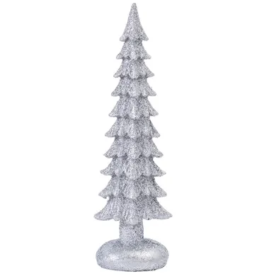 Altom Design, figurka choinka z poliresingu, 4,5-3,5-15 cm, w odcieniu srebra