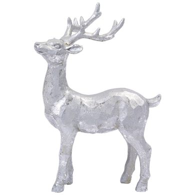 Altom Design, figurka renifer z poliresingu, 10-5-14,5 cm, w odcieniu srebra