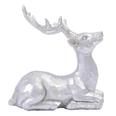 Altom Design, figurka renifer z poliresingu, 8,5-5-8 cm, w odcieniu srebra