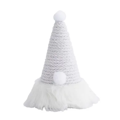 Altom Design, figurka święty mikołaj w jutowej czapce białej, 8,5-8,5-15 cm