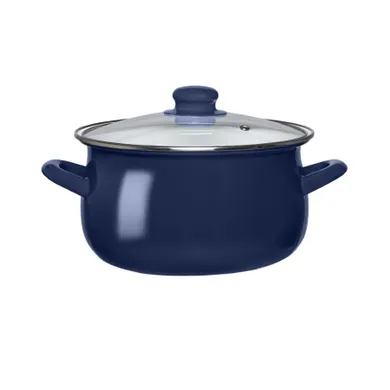 Altom Design, garnek emaliowany z pokrywą szklaną, granatowy, 1,86l