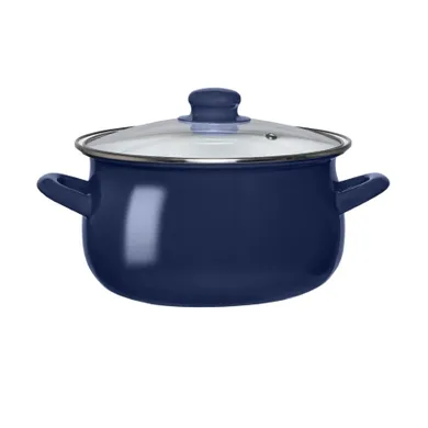 Altom Design, garnek emaliowany z pokrywą szklaną, granatowy, 2,71l