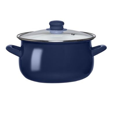 Altom Design, garnek emaliowany z pokrywą szklaną, granatowy, 3,54l