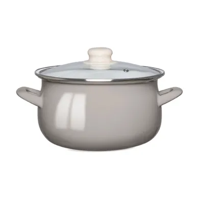 Altom Design, garnek emaliowany z pokrywą szklaną, taupe, 2,71l
