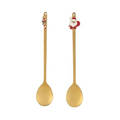 Altom Design, komplet 2 łyżeczek z ozdobną zawieszką święta, 3 w odcieniu złota