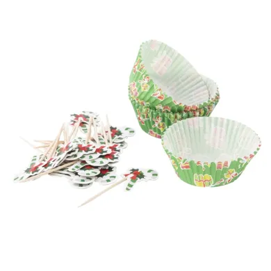 Altom Design, komplet 24 papierowych foremek do babeczek i, 24 ozdobnych wykałaczek