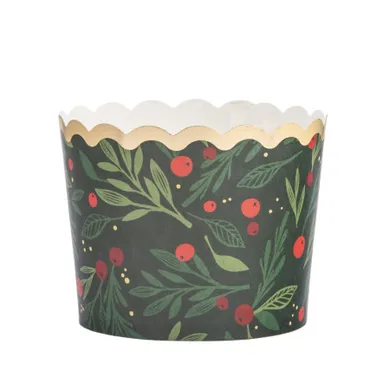 Altom Design, komplet 25 świątecznych papierowych foremek do babeczek, 7-7-5,5 cm, zielone