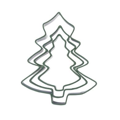 Altom Design, komplet 3 wykrawaczy, choinka, zielony