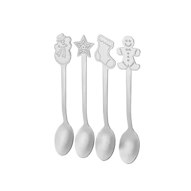 Altom Design, komplet 4 łyżeczek dekorowanych, color box, srebrny