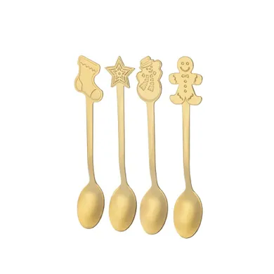 Altom Design, komplet 4 łyżeczek dekorowanych, color box, złoty