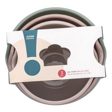 Altom Design, komplet misek, szałwia, 1,5l, 2l, 2,6l, 3 szt.