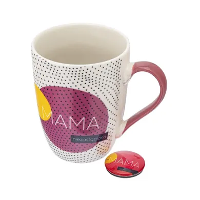 Altom Design, kubek baryłka mama niezastąpiona, nbc, 320 ml + magnes szklany, 3.5 cm, color box