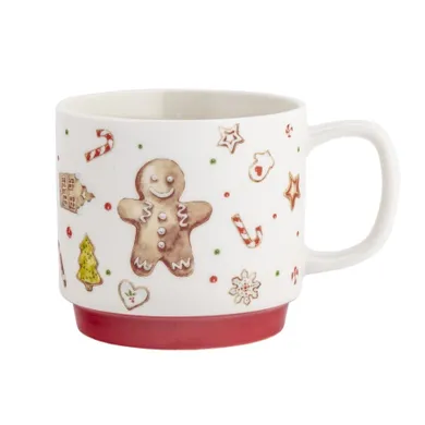 Altom Design, kubek prosty na czerwonej stopce, 430 ml, świąteczne słodkości