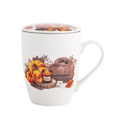 Altom Design, kubek z pokrywką i zaparzaczem, barwy jesieni, 350 ml