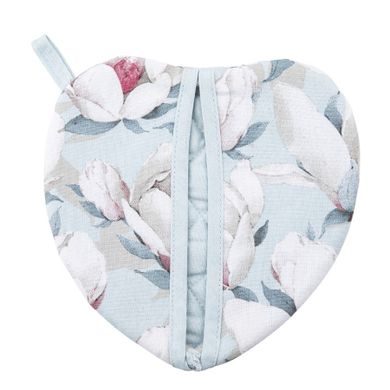 Altom Design, magnolia błękitna, łapka kuchenna w kształcie serca, 20-22 cm, 100% bawełna
