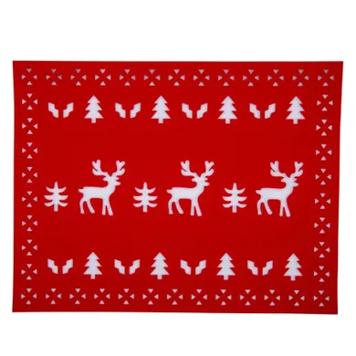 Altom Design, mata filcowa prostokątna, 44-34 cm, renifery czerwona