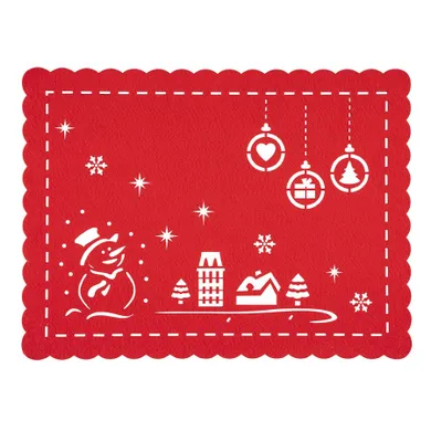 Altom Design, mata filcowa prostokątna, Christmas, czerwona, 40-30 cm