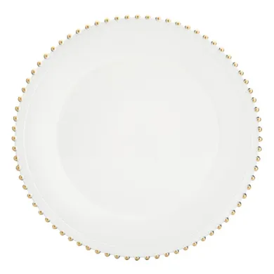 Altom Design, podkładka pod talerz ze złotymi perełkami, biała, 33 cm