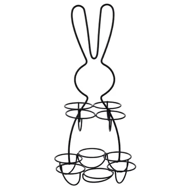 Altom Design, podstawka metalowa na jajka, zając, czarna, 16,5-15-31,5 cm