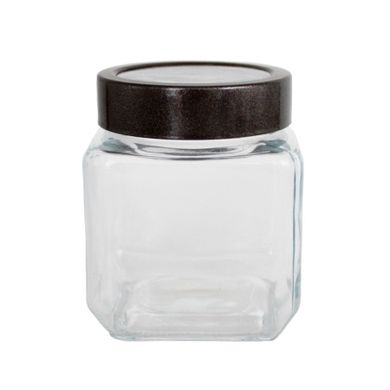 Altom Design, pojemnik szklany kwadratowy z pokrywą, taupe, 500 ml