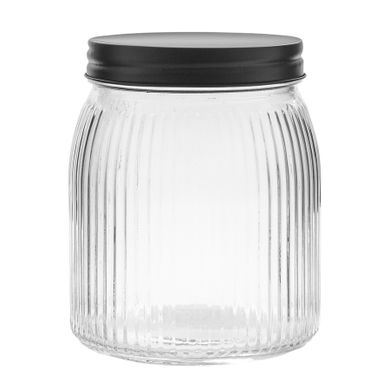 Altom Design, pojemnik szklany relief z pokrywą, czarny, 950 ml