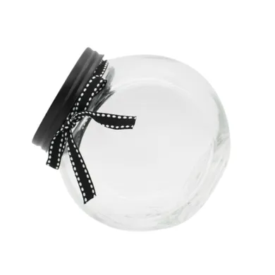 Altom Design, pojemnik szklany z czarną pokrywą i wstążką, 1,5l