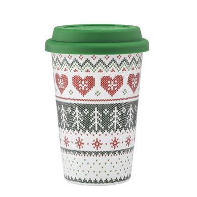 Altom Design, Scandi, kubek stożek wysoki nbc, 390 ml, z silikonową pokrywką, green