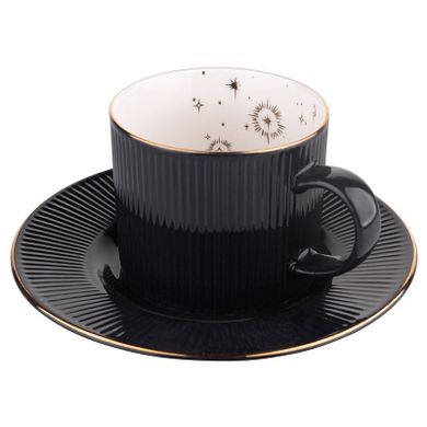 Altom Design, Stars, filiżanka, 200 ml, ze spodkiem, 16,5 cm, grafitowa