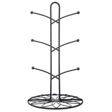 Altom Design, stojak na kubki, metalowy, czarny w kwiaty, 18-33 cm