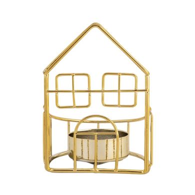 Altom Design, świecznik metalowy domek, 7-7-10 cm, w odcieniu złota