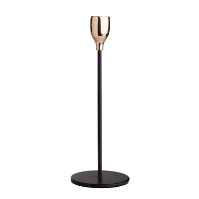 Altom Design, świecznik na cienką świecę, czarno-złoty, 8-8-22,5 cm