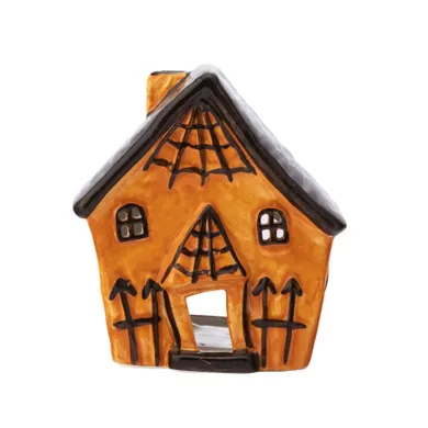 Altom Design, świecznik na t-light domek haloweenowy, dolomitowy, 11-8-12 cm