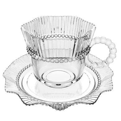 Altom Design, Vivienne, filiżanka szklana ze spodkiem, 200 ml