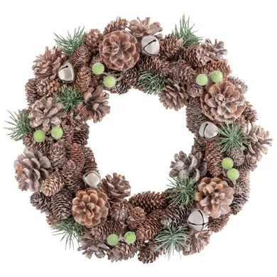 Altom Design, wianek zimowy z białymi szyszkami, 30-30-8 cm