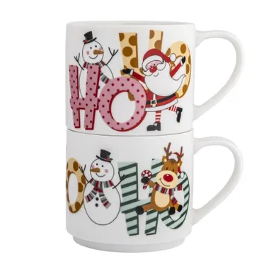 Altom Design, zestaw, 2 kubków światecznych, 480 ml z białymi nausznikami, 10-8 cm