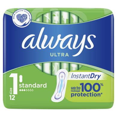 Always, Ultra Standard, podpask+, rozmiar 1, 12 szt.