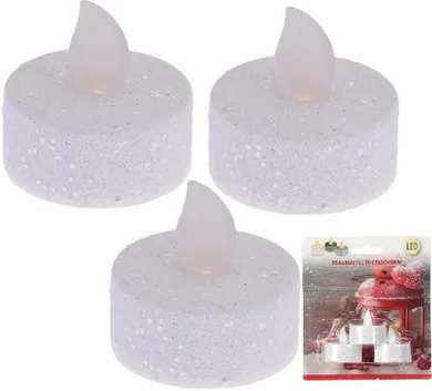Ambiance Light, zestaw 3 świeczek tea light LED, z brokatem