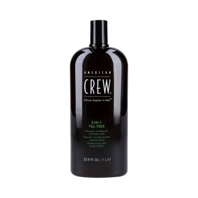 American Crew, Tea Tree, szampon do włosów, odżywka i żel pod prysznic 3w1, 1000 ml