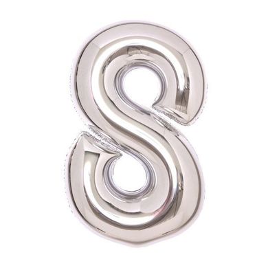 Amscan, balon foliowy, cyfra 8, srebrna, 49-66 cm