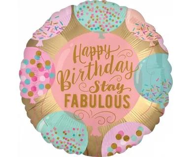 Amscan, balon foliowy, Happy Birthday Stay Fabulous, 46 cm