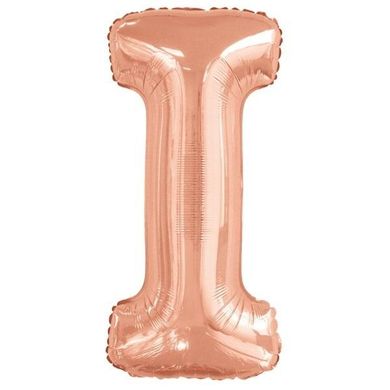 Amscan, balon foliowy, litera I, różowe złoto, 40,5-86 cm