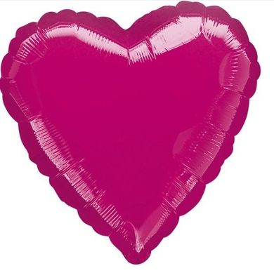 Amscan, balon foliowy, metalik fuksja serce luzem, 43 cm