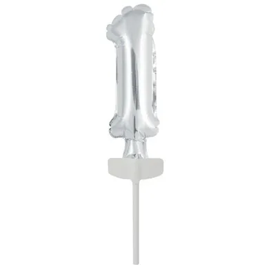 Amscan, balon foliowy mini cyfra 1, srebrna, 4-12 cm