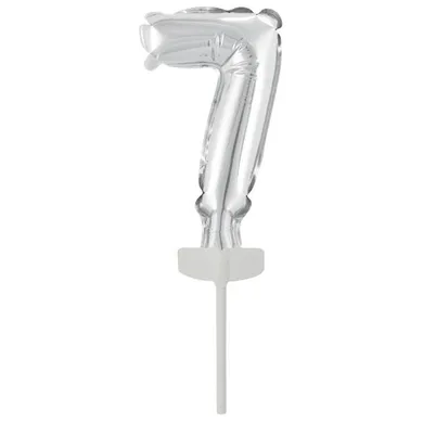 Amscan, balon foliowy, mini cyfra 7 srebrna, 7,5-12 cm