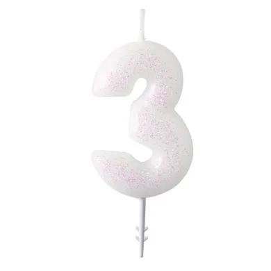 Amscan, świeczka cyferka 3, błyszcząca