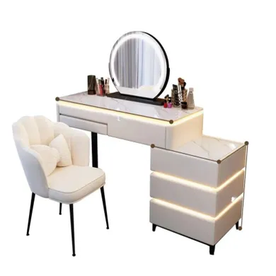 Ana, toaletka kosmetyczna LED, zestaw biały, blat 80 cm