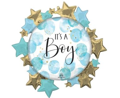 Anagram, balon foliowy, Baby Boy Blue Watercolor, 76-76 cm