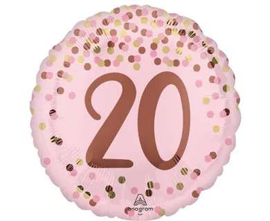 Anagram, balon foliowy, Pretty pink 20th Birthday, 46 cm