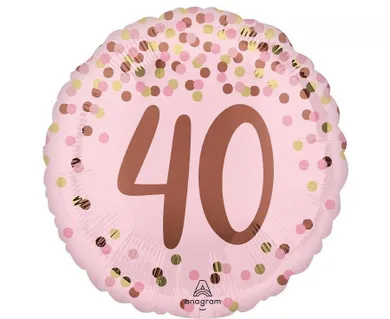 Anagram, balon foliowy, Pretty pink 40th Birthday, 46 cm