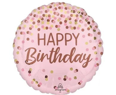 Anagram, balon foliowy, Pretty pink Happy Birthday, 46 cm